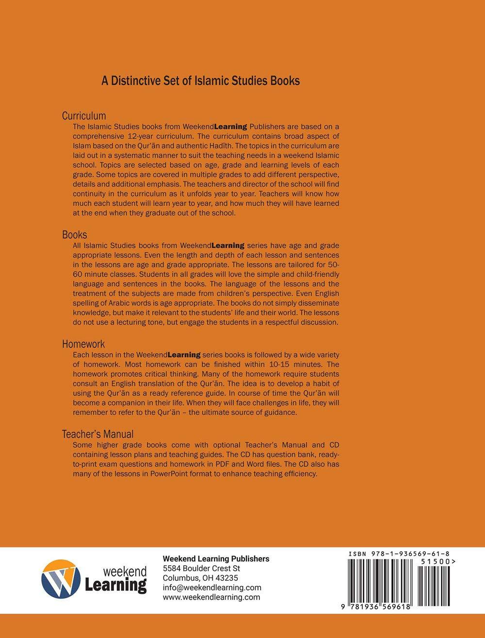 Weekend Learning Islamic Studies Level 5 Textbook - Back Cover