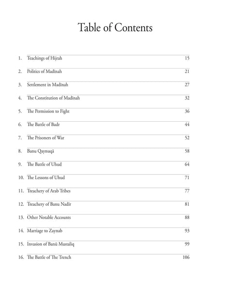 Life of Rasulullah - Madinah Period - Seerah - Weekend Learning Publishers - Table of Contents - Page 1
